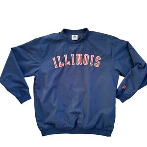 Vtg 1990s Illinois Fighting Illini Russell Pullover Windbreaker Jacket Sz Large